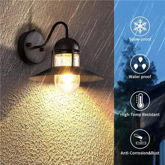 Dusk to Dawn Outdoor Lighting Wall Sconce,Porch Lights 2 Pack, Includes LED Bulb - Picture 2 of 7